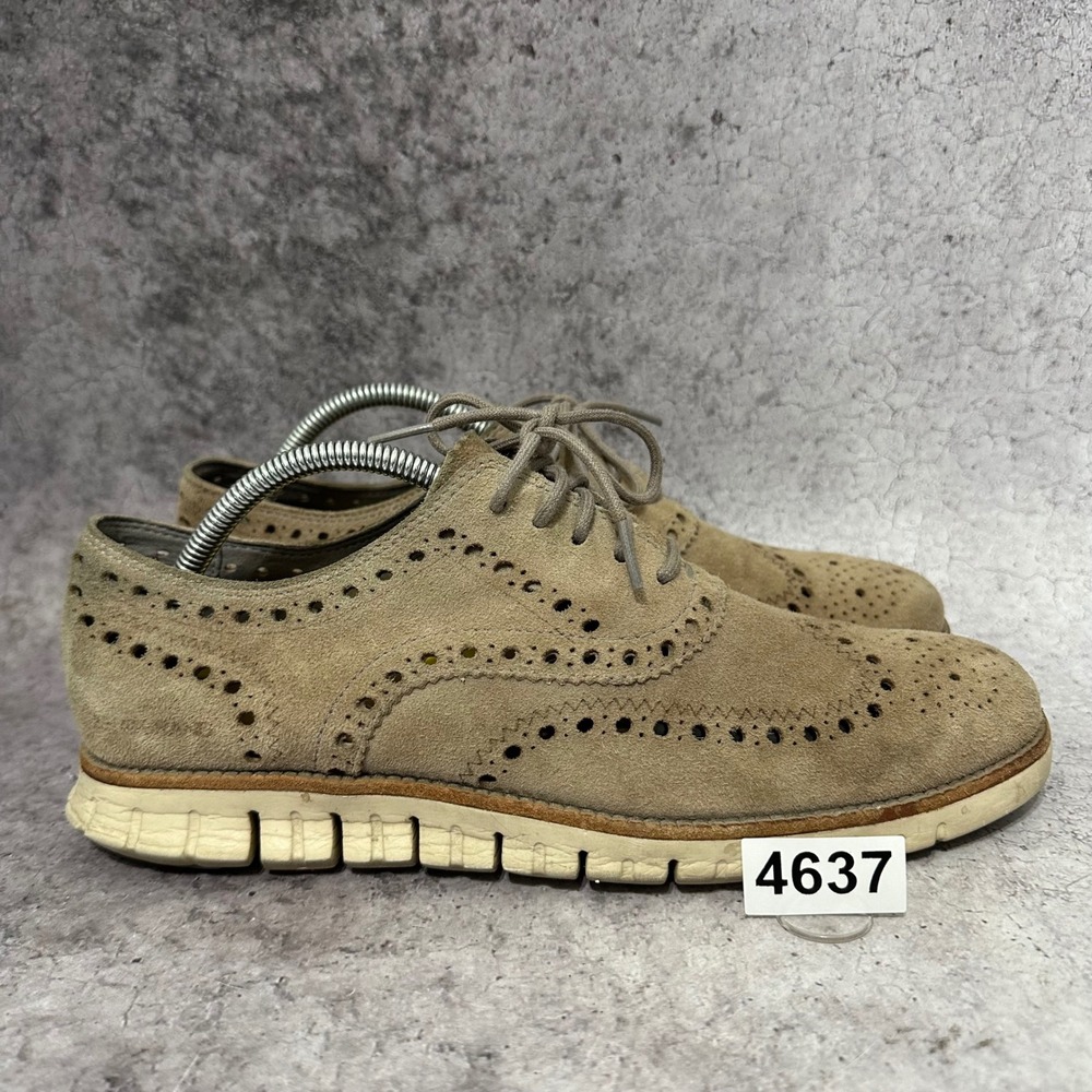 Cole Haan Zerogrand Wingtip Oxford Mens 9.5 Ironstone Suede C12980 Brogue Tan
